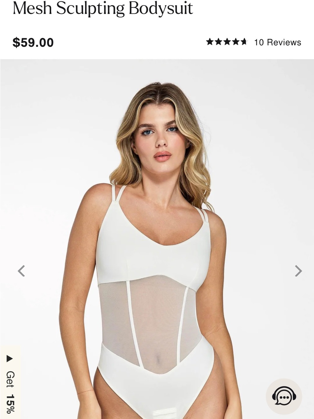 Mesh Sculpting Bodysuit - COLOR IVORY M NEW